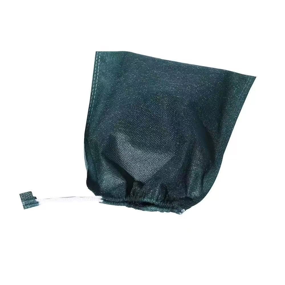 Non-woven drawstring pouch sample EBG-LN-01 in dark green &mdash; bulk dust bag for footwear and handbags, MOQ 500 pcs