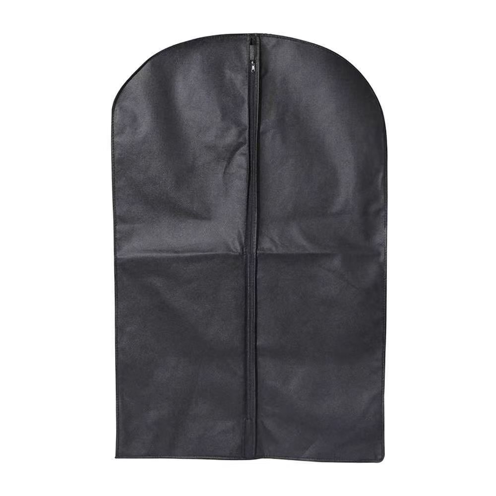 Zippered garment bag sample EBG-LN-05 in black with full-length zip &mdash; custom suit and dress cover, MOQ 500 pcs