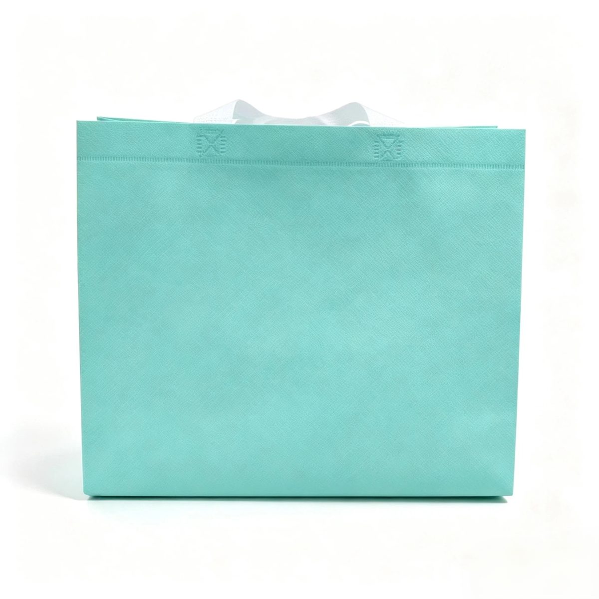 Ribbon-handle laminated bag sample EBG-NWL-03 with tape handle &mdash; custom boutique carrier bag, MOQ 500 pcs