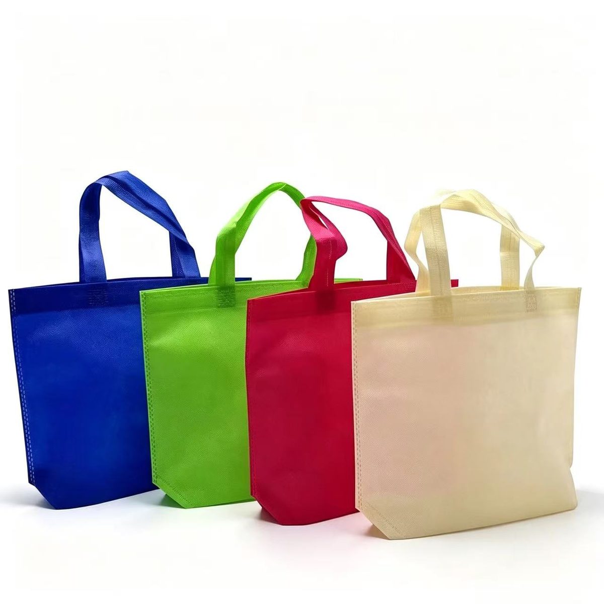 Self-handle non-woven tote sample EBG-NW-02 with same-fabric handles &mdash; wholesale printed giveaway bag, MOQ 500 pcs