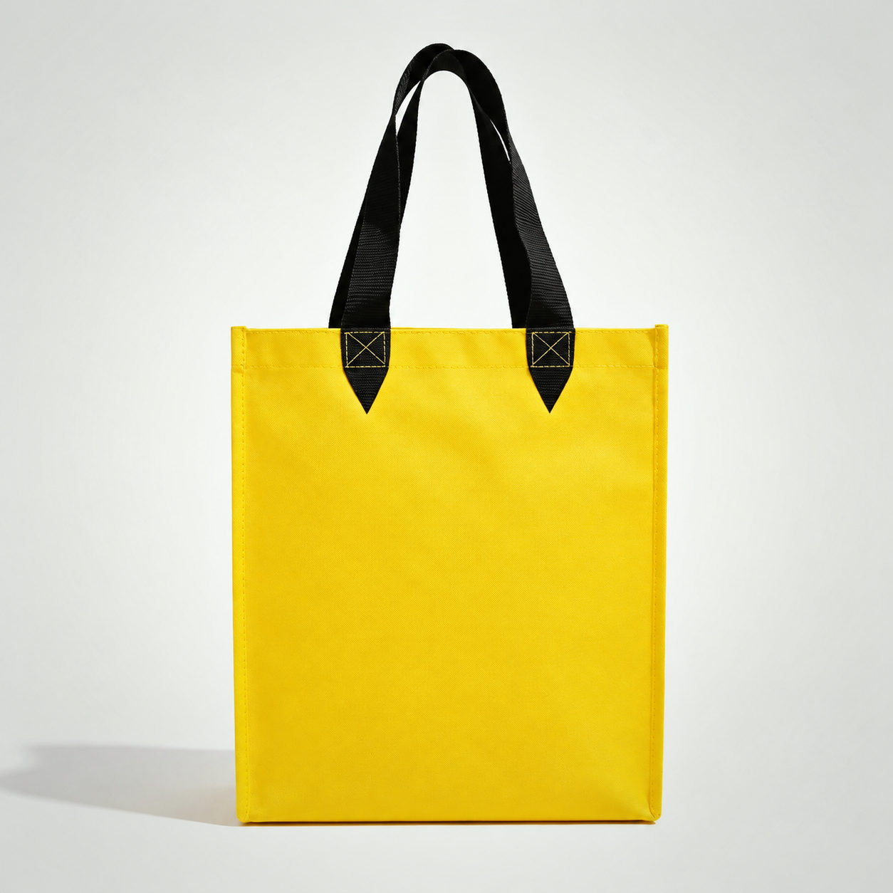 Plain yellow non-woven tote bag example for custom printing
